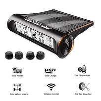 Car Solar Power TPMS Tire Pressure 4 External Sensors  Alarm Digital Display Auto Tester Warning Presssure Monitoring System juoda