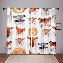 Thick Cartoon Watercolor Animal Ocean Blackout Window Curtains for Bedroom Living Room Bathroom Kicthen Door Home High Shading W55 X H120cm X 2&HOOK
