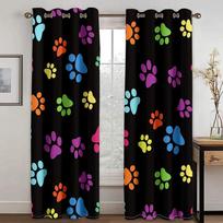 Funny Cute Cat Paw Print Children's Blackout Window Curtains for Kids Boy Girls Living Room Bedroom Decor High Shading Drape W55 X H120cm X 2&Grommet Top white