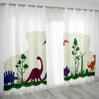 Blackout Drape Home Dinosaur Shadow Printing Children Essential Bedroom Living Room High Shade Curtains Various Dinosaur Pattern W55 X H120cm X 2&HOOK