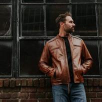 Handmade Stylish BROWN New Men's Jacket Real Lambskin Leather Motorcycle Biker XS ruda