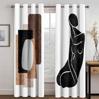 Abstract Art Anthestic Boho Morandi Window Curtains Blinds For Living Room Bedroom Bathroom Kicthen Office Door Home Decor2Pcs W65X60H(cm)X2Pcs&Hook