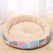 Round Dog Bed House Dog Mat Long Plush Cats Nest Dog Basket Pet Cushion Soft Warm Sleeping Pets Supplies Winter beige
