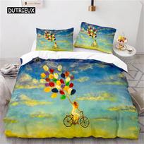 Oil Painting Duvet Cover  Art  Microfiber Landscape Romantic Comforter Cover Bedding for Kids Teen Adults Bedrooms  Decorated EU single(135x200cm) blue