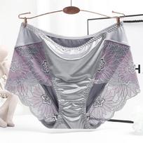 Modalinis satino apatinis trikotažas Šilkiniai trikampiai apatiniai Seksualūs nėriniuoti apatinės kelnaitės grynos medvilnės vidurio juosmens kelnaitės didelio dydžio kelnaitės M pilka spalva