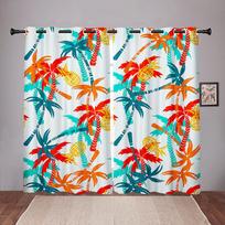 Coconut Tree Plant Colorful Blackout Window Curtains for Kids Childrens' Living Room Bedroom Bathroom Kicthen Door 2Pieces Hooks W50 X H130(CM)X2&Hook