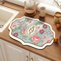 Special-shaped Kitchen Tableware Drain Pad Heat Insulation Pad Household Table Top Absorbent Non-slip Washable Placemat Absorbent Oil 40 * 60Cm [Diatom mud 2.5mm] black
