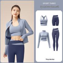 Juyitang Yoga Set: Nude Color-Matching High-Intensity 4-Piece – Bra, Shorts, Jacket, Trousers Extra Large