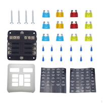 Blade Fuse Block 12V 30A 6 Way Dustproof Waterproof Panel Box for Car Van Automotive black