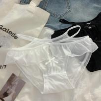 Girl Style Sexy Underwear with Low Waist Briefs Pure Desire Hollowed Out Black Thin Women's Triangle Panties One Size juoda