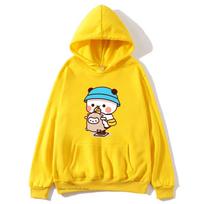 Cute Couple Bubu and Dudu Is Playing At The Park Graphic Hoodie Sweatshirt Panda Bear Clothes Women Kawaii Casual Pullover S