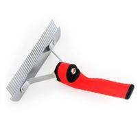 Long Tooth Undercoat Dog Rake Anti-Slip Rubber Handle Pet Grooming Rake Slicker Tool Heavy and Duty Steel Comb for Long Hair Pet raudona