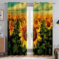 2 Piece Sunflower Sea Curtain Golden Epic Living Room Bedroom Kitchen Balcony Window Decor Kitchen Short Section 50W130H(CM)X2PCS&Grommet Top
