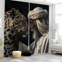 2pcs Antelope Leopard Pattern Curtains Decorative Window Drapes Window Treatments For Bedroom Living Room Kitchen Blinds Drapes 100W130H(CM)40x51in&rod pocket