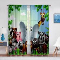Miegamojo Virtuvės Užuolaida Animacinių Filmų Zoologijos Sodo Gyvūnų Kolekcija Džiunglių Vaikų Langų Užuolaidos Užuolaidos Svetainei Dekoratyviniai Elementai Milled cotton fabric&Grommet Top gray