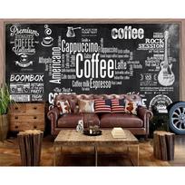 Juodos lentos Laikraščio Kavinės Retro Sieninė tapyba Juoda ir Balta Raidžių Tema 3D Tapetai 250 cm(W) x 160 cm(H) black