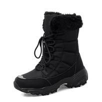 New Winter Women Boots Casual Warm Fur Boots Shoes Women Round Toe Wedges Snow Boots Shoes Plus Size Motorcycle Boots 42 juoda