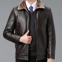 Winter plush leather men's casual fur all-in-one jacket young and middle-aged men's sheepskin jacket 195 gray