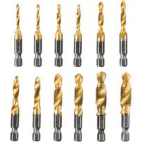 12pc Tap Drill Compound Tap HSS Screw Hex Shank M8x1.25mm Thread Metric