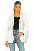 Genuine Lambskin Leather Stylish White Party Formal Fringed Women's Blazer S balta