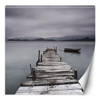Wallpaper Footbridge Landscape Lake 100x100 pilka spalva