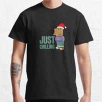 Men Fashion Casual Short Sleeves Just Chilling Black Tees Oversized T-shirts S juoda