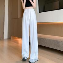 Dopamine Sports Pants for Women In Summer High Waisted Loose Textured Casual Pants Ankle Tied Wide Leg Straight Leg Pants Trousers Women’s S balta