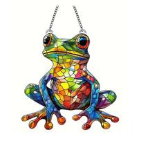 Varlė Saulės gaudyklė 2D Akrilinė Varlė Langų pakabinamas ornamentas Varlė Sienų meno dekoras Saulės gaudyklė Įkurtuvių dovana varlių mylėtojams B