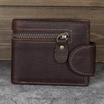 NEW Genuine Cowhide Leather Men,s Wallet Small Mini Card Holder Vintage Hasp Male Pockect Purse Fashion brown