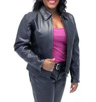 Casual Black Handmade Stylish Designer Women 100%Lambskin Genuine Shirt Leather S juoda