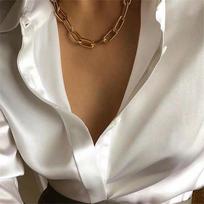 Fashion Gold Color Metal Clavicle Chain Choker Necklaces for Women Girls Vintage Female Plastic Link Chain Party Gift Jewelry