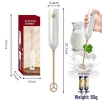 Wireless Dual-Purpose Milk & Coffee Frother with Egg Beater Battery Operated Milk Frother - White balta