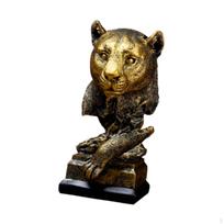 Gyvūno Skulptūra Stalo Puošmena Ornamentas Dervos Figūrėlė Biurui Leopard black