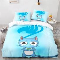3D spausdinimas Fairy Tail Anime Natsu patalynės komplektas antklodės užvalkalas lovos komplektas antklodės užvalkalas pagalvės užvalkalas antklodė karališko dydžio karalienės dydžio berniukams suaugusiems 70x133cm 2pcs blue