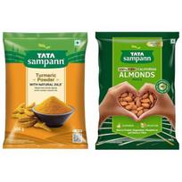 Tata Sampann Pure California Almonds Whole & Dry Fruits | 500g & Tata Sampann Turmeric Powder With Natural Oils, 500g