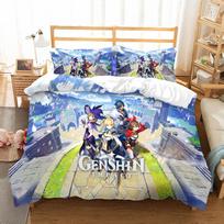 Pop Game Genshin Impact Duvet Cover Set UK Single Double Queen US Twin Full King Size Animal Bedclothes EU single(135x200cm)
