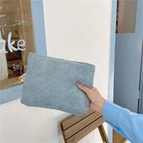 Retro Corduroy Canvas Cosmetic & Pencil Clutch - Japanese & Korean Inspired for Students Light Blue šviesiai mėlyna spalva