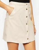 New Women's Skirt Stylish Cream Real Soft Lambskin Leather Handmade Party Formal S kreminė