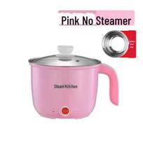 Compact Multifunctional Electric Cooker: Non-Stick Mini Hot Pot & Frying Pan for Student Dormitory or Home Use stainless steel liner + switch gear rožinė