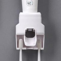 Automatic Toothpaste Dispenser and Small Toothbrush Holder Wall Mount Toothpaste Squeezer for Family Shower Bathroom gray