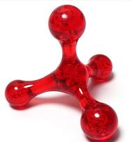 Rankinis geležinis stulpelis volelis masažuoklis - 5 eilių plastikinis meridianų atpalaidavimo įrankis Four ball massager big raudona