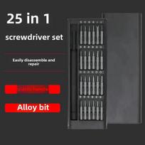 25 dalių tiksliųjų atsuktuvų rinkinys kompiuterių ir mobiliųjų telefonų remontui Plastic handle set gray