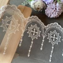 3Yards/lot 18cm France Style Apricot /White Wave Edge Mesh Flow Heart Falling Holy Cross Embroidery Lace Trim DIY Clothing Accessories balta