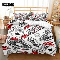 Poker Bedding Set Clown Poker Cards Game Theme Duvet Cover Set Geometric Pattern Comforter Cover For Kids Adults Bedroom Decor EU single(135x200cm) gray