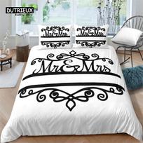 Mrs Mr Duvet Cover Romance Comforter Cover Microfiber White Bedding Set For Boys Girls Teens Adults Wedding Valentine Day Decor EU single(135x200cm)