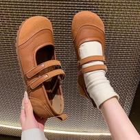 Ballet Flats Women Shoes Comfy Round Toe Loafers Fashion Double Buckle Straps Mary Jane Shoes Soft Leather and Sole Casual Shoes 35 ruda
