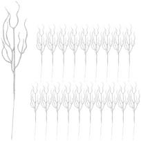 20 Pcs Artificial Plant Withered Vine Christmas Tree Branch Glitter Curly Branches Decor for Vase Xmas Stems Decorations Plants 34.50X7.00X0.50CM sidabras
