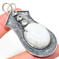 Rainbow Moonstone, Topaz 925 Sterling Silver Jewelry Pendant 2.96  L3q21