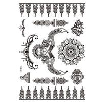 Juoda Hannah Nėrinė Tatuiruotės Lipdukas Brahma Mandala Nugarinė Delno Pusė Vandens Perdavimo Rinkinys Imituotas Tatuiruotės Lipdukas 148*210MM gray