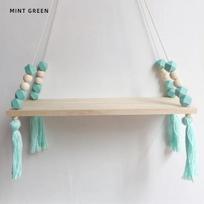 Nordic style colorful tassel wooden Wall Shelf Wall clapboard decoration Children room kids clothing store display stand šviesiai žalios spalvos